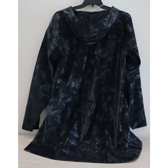 Rains 18340 Women Sz XL Black Echoes Hooded A-Line Polyester Snap Up Jacket $125 - Picture 2 of 12